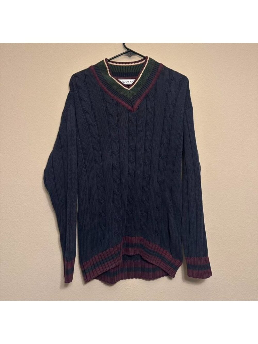 Vintage Michael Gerald Cable Knit V-Neck Sweater